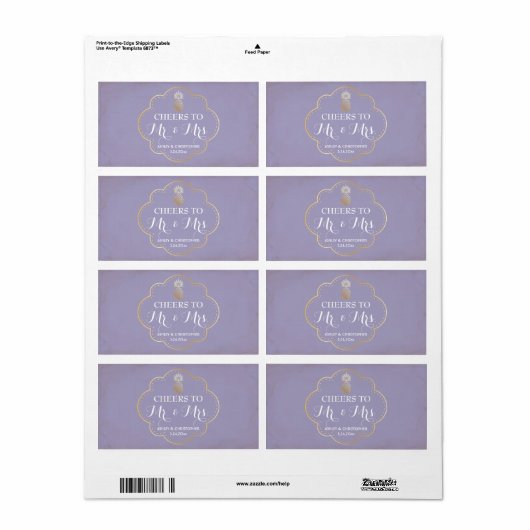 Réception de mariage Mini Champagne Étiquette Anan (Feuille entière)