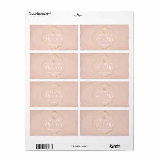 Réception de mariage Mini Champagne Étiquette Anan (Feuille entière)