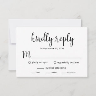 Réception de mariage moderne carte RSVP