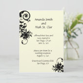 Réception de mariage noir et ivoire Invitation (Debout devant)