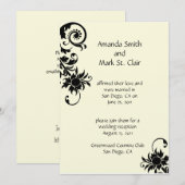 Réception de mariage noir et ivoire Invitation (Devant / Derrière)