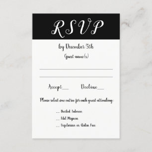 Réception de mariage ou fête 3 choix RSVP