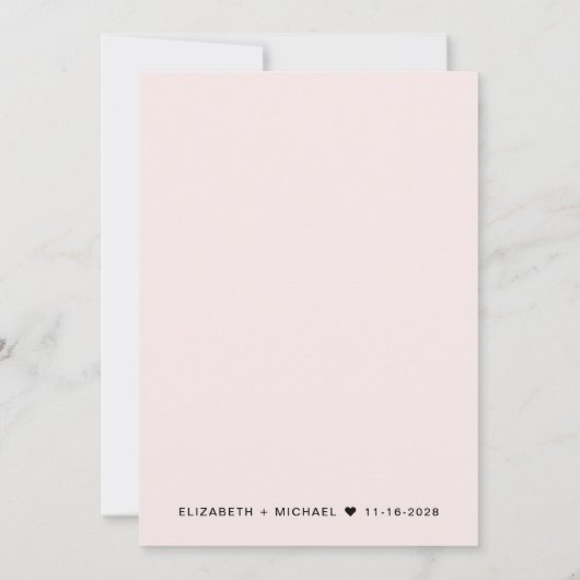 Réception de mariage rose chic Invitation (Dos)