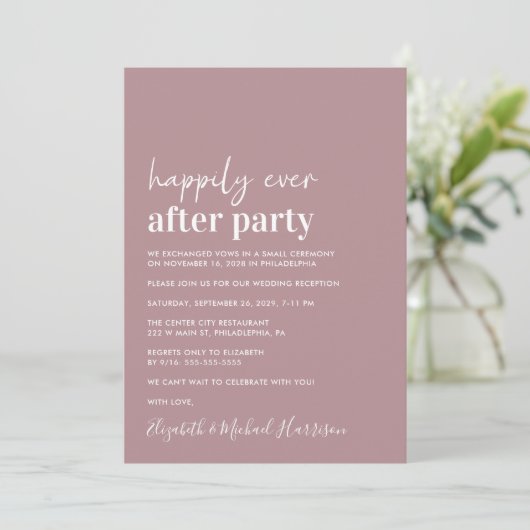 Réception de mariage Rose Dusty moderne Invitation (Debout devant)