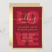 Réception de mariage rouge moderne Invitation (Devant / Derrière)