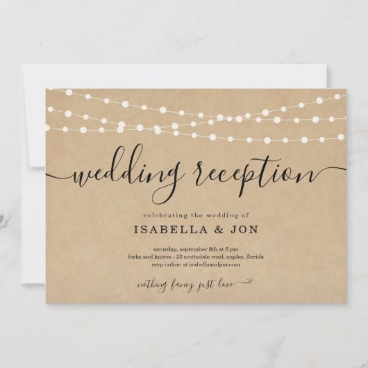 Réception De Mariage Rustique Seulement Invitation (Devant)