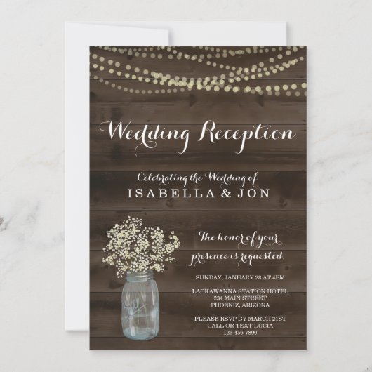 Réception De Mariage Seulement Invitation | Rustiq (Devant)