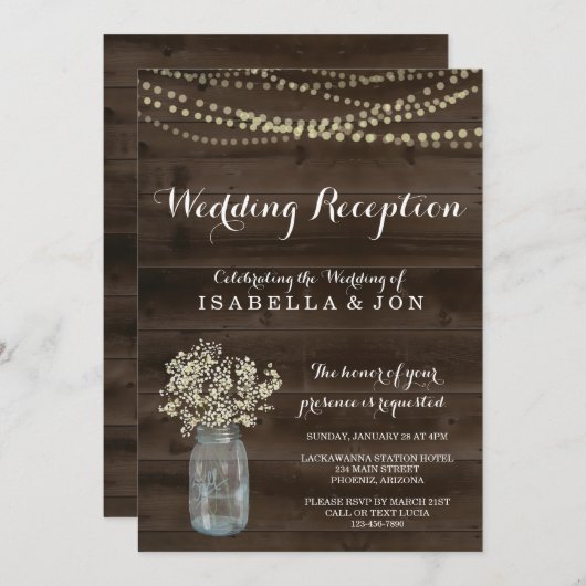 Réception De Mariage Seulement Invitation | Rustiq (Devant / Derrière)
