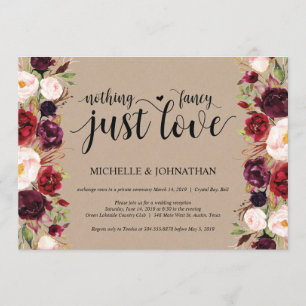 Réception d'Elopement Floral Bourgogne Invitations