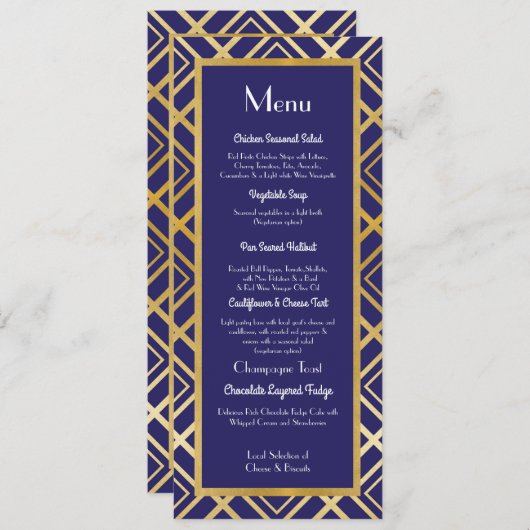 Réception des années 1920 de mariage de menu de (Devant / Derrière)