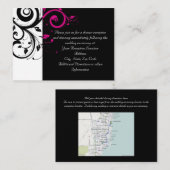 Réception et carte Fuchsia Black Reverse Swirl (Devant / Derrière)