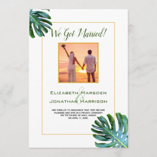 Réception Faire-part Tropical Leaf Just Married