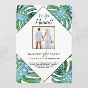 Réception Faire-part Tropical Leaf Just Married