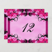 Réception Florale Fuchsia Lumière Numéro Carte (Devant / Derrière)