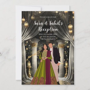 Réception indienne numérique invitations mariage i