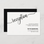Réception Mariage Noir Blanc Moderne Carte Inserti (Devant / Derrière)