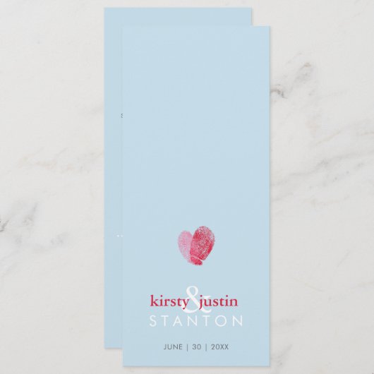 RÉCEPTION MENU DÎNER mignon empreinte digitale coe (Devant / Derrière)