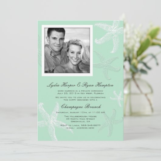 Réception Photo Lucite Starfish Faire-part uniquem (Debout devant)