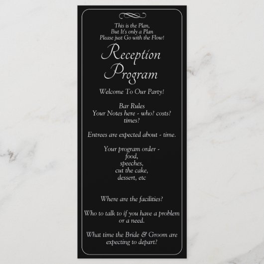 Reception Program -Black White Infinity Scroll, Menu (Voorkant)