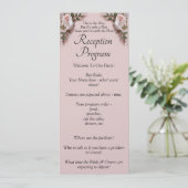Reception Program - Pink Roses & Doves Wedding Menu (Staand voorkant)