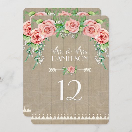 Réception Table BOHO Numéro de table Baby's Breath (Devant / Derrière)