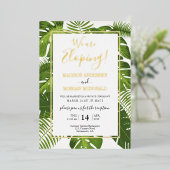 Réception Tropical Elopement Invitation Gold (Debout devant)