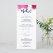 RECEPTION WEDDING MENU cute navy pink watercolor (Debout devant)