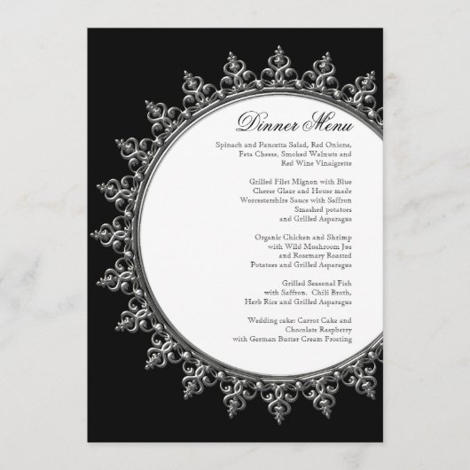 RéceptionDîner Menu Classique Baroque Swirl Circle (Devant)