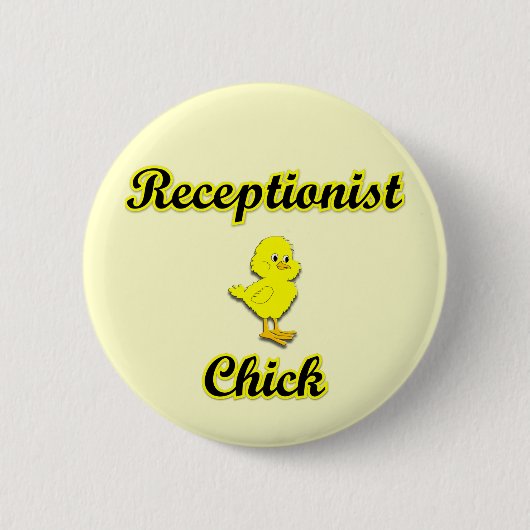 Receptionist Chick Ronde Button 5,7 Cm (Voorkant)