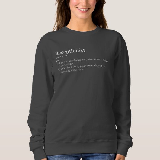 Receptionist Definition – Dictionary Style Gift Trui (Voorkant)
