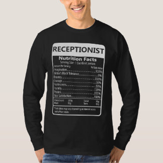Receptionist Nutrition Facts Sarcastic Graphic T-shirt