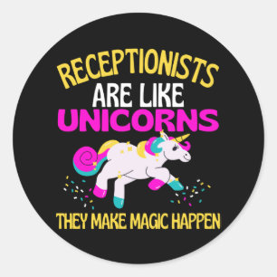 Receptionist Unicorn, Magical Unicorn Reception Ronde Sticker