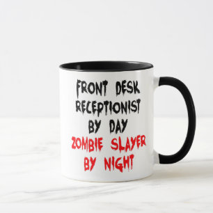 Receptionist Zombie Slayer Joke Mok voorbureau