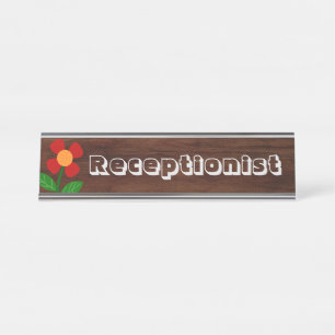 Receptioniste. Vrolijke boho bloem Bureau Naambordje