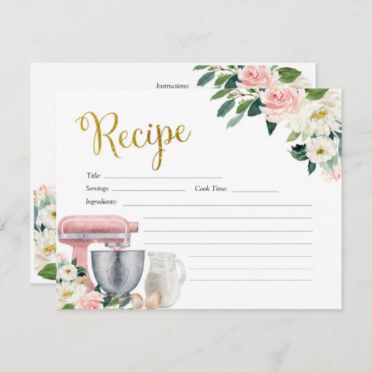 receptkaart keuken bruidsfeest kaart (Voorkant / Achterkant)