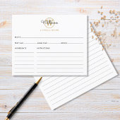 Receptkaart met gouden monogram en scriptnaam