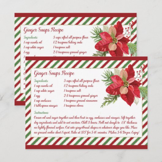 Receptkaart voor Moppe Gemberkoekjes Feestdagenkaart (Voorkant / Achterkant)