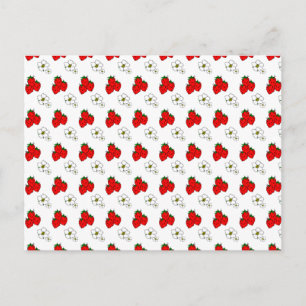 Receptkaarten met rode aardbei en bloemenpatroon briefkaart