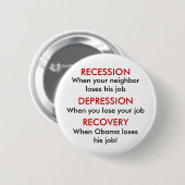 Recessie, depressie, herstel ronde button 5,7 cm (Voorkant /achterkant)