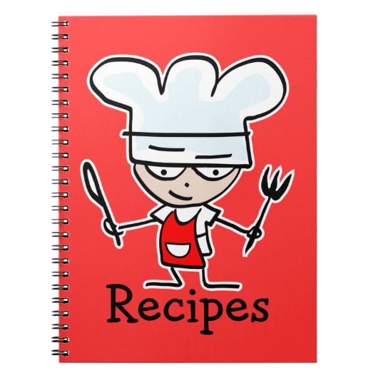 Recette carnet avec mignon dessin animé chef cuisi (Devant)