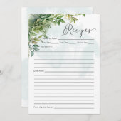 Recette Carte Aquarelle Vert Baby shower Jeu (Devant / Derrière)