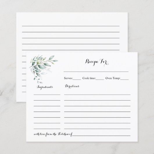 Recette Carte Eucalyptus Fête des mariées verte (Devant / Derrière)