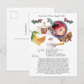 Recette de cidre de pomme d'aquarelle | Carte pour (Devant / Derrière)