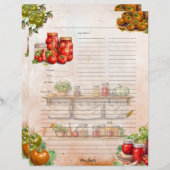 Recette de la page complète de collage de tomates (Devant / Derrière)