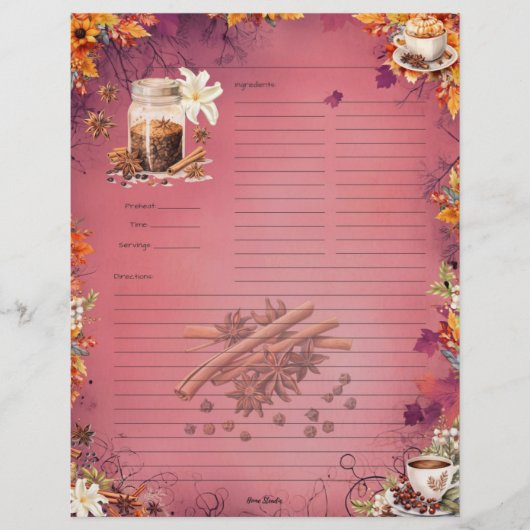 Recette de la page complète du sucre et des épices (Devant)