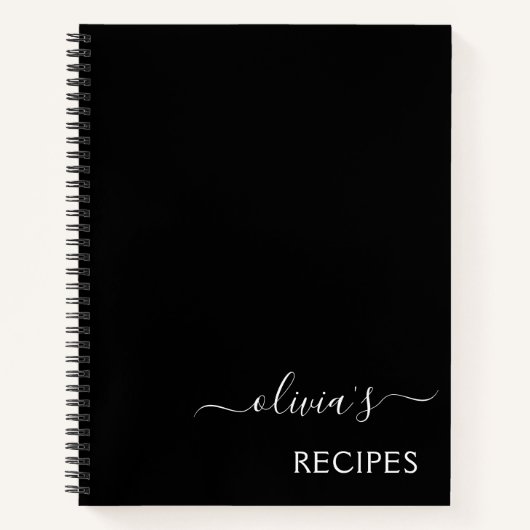 Recette de livre de cuisine Noir Blanc Monogramme (Devant)