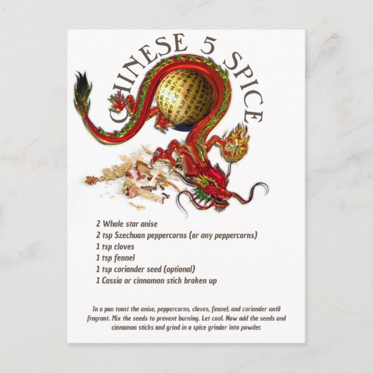 Recette de mélange à cinq épices chinoise | Carte  (Devant)