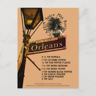 Recette de mélange d'épices Cajun   Carte postale
