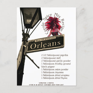 Recette de mélange d'épices créole   Carte postale
