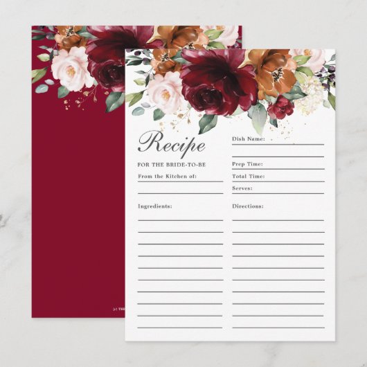 Recette Florale Burgundy Orange Blush Pour Carte M (Devant / Derrière)